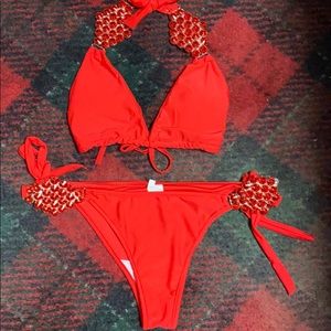 Red 2 piece bikini